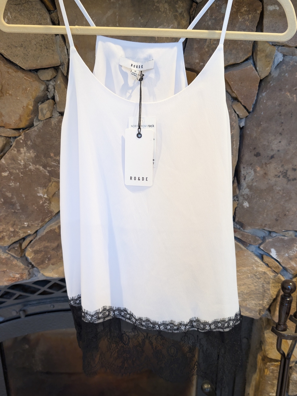 RO&DE White Camisole with Black Lace Trim